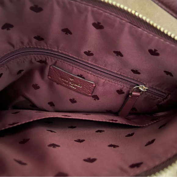 Kate Spade Jackson Zip Top Crossbody Purse Red/Purple Pebbled Leather Wine Bag - Picture 5 of 8